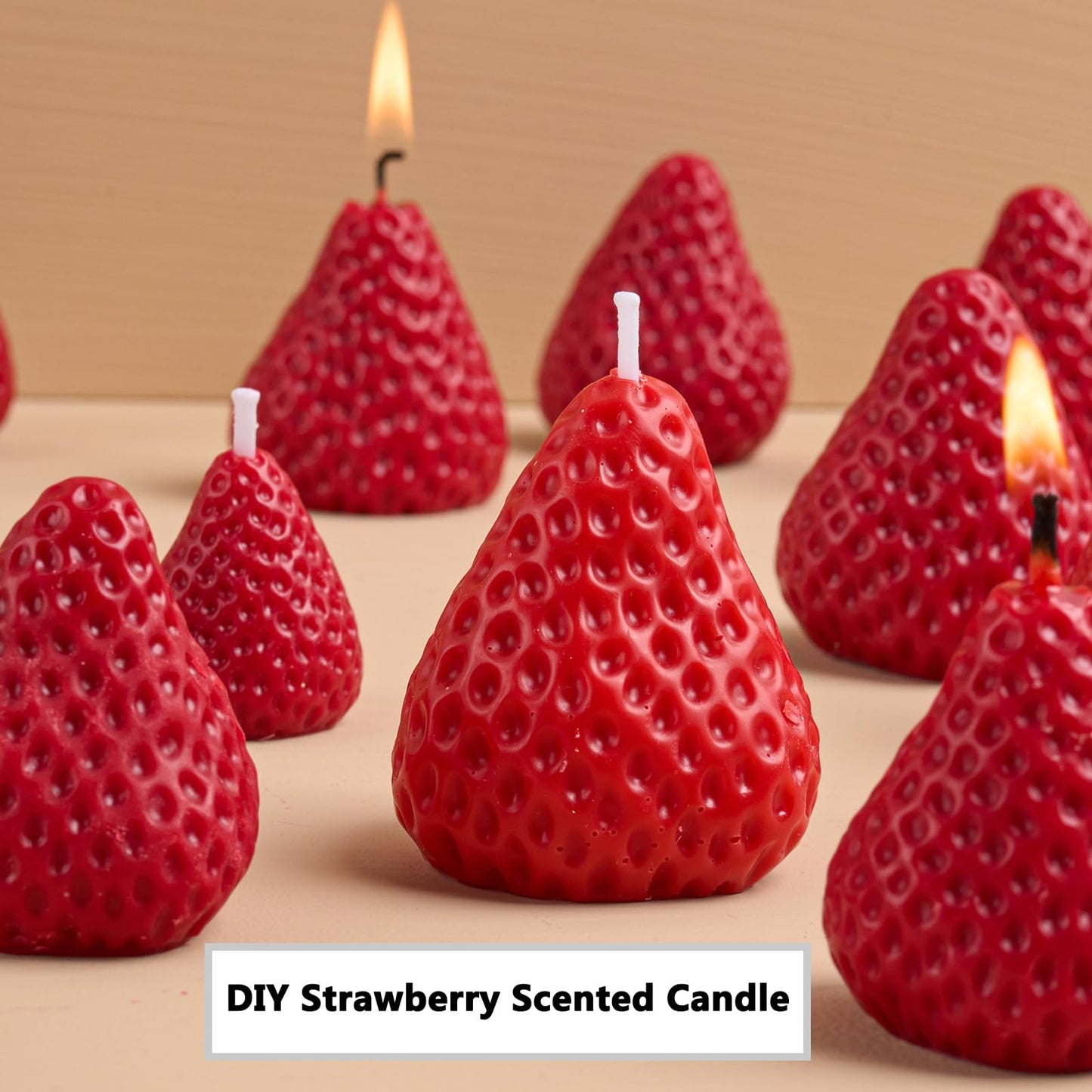 3D Strawberry Grape Silicone Molds, 3 Sets Strawberry Soap Candle Molds with 3 Leaf Molds & 200Ft White Cotton Rope for Soap Making, Scented Candle DIY & Craft Gifts