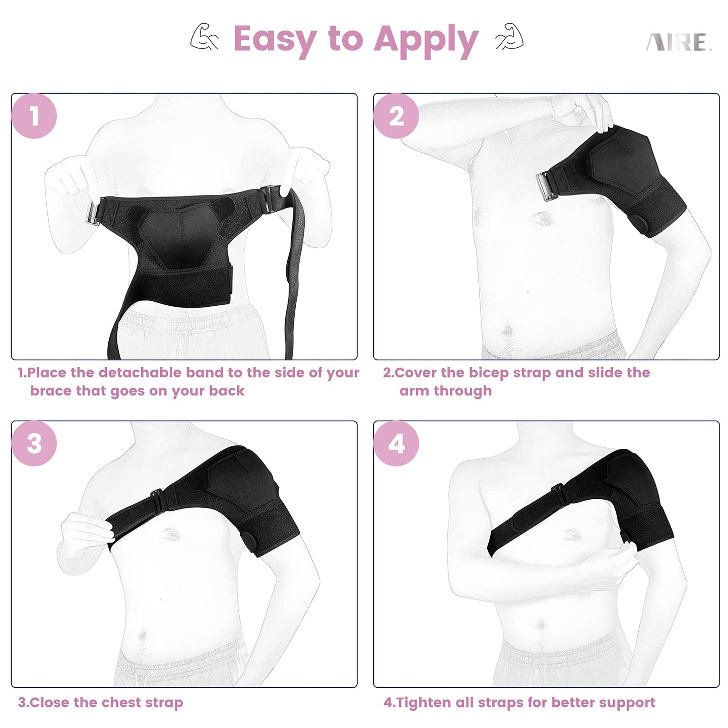 Shoulder Brace for Women and Men Recovery Shoulder. Adjustable Shoulder Support for Rotator Cuff, AC Joint Pain Relief, Shoulder Injuries. Perfect Fit Shoulder Compression Sleeve (One Size Regular)