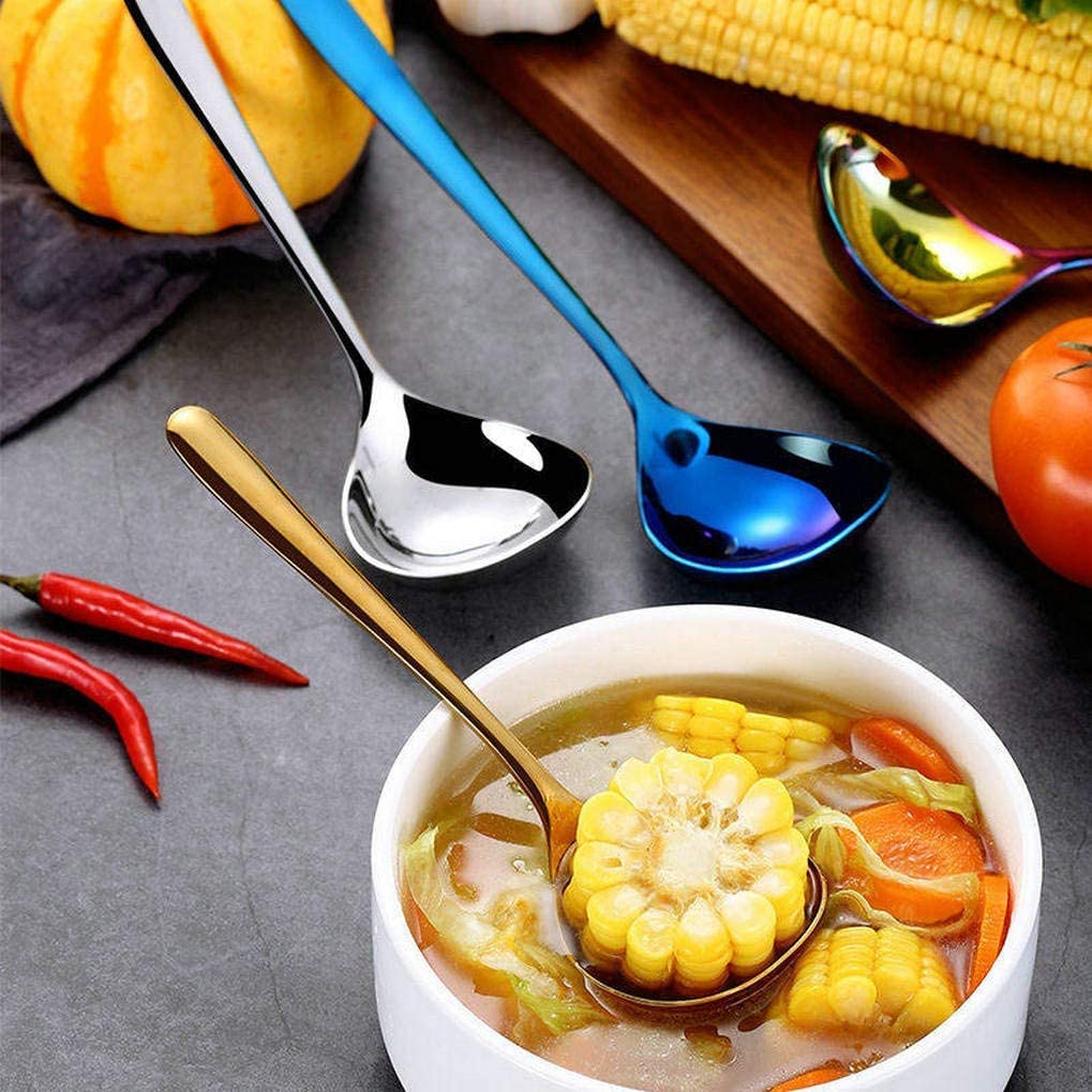 Comicfs 4 Pack Small Soup Ladles, Sauce ladles, SUS 304 Stainless Steel Small Serving Ladle, Gravy Soup Spoon Ladles 8-Inch (Gold)