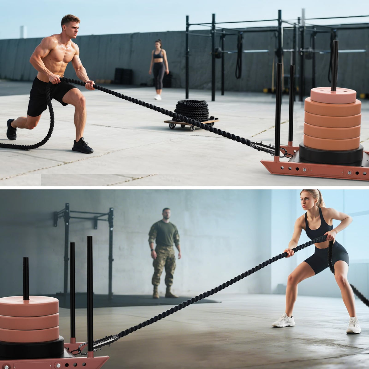 Keepark Weight Workout Sled Pulling Rope - Heavy Duty Workout Rope for Weight Sled, Tire Drag, Football Training - Fitness Resistance Exercise Equipment for Men & Women - 1.5 Inch x 15FT