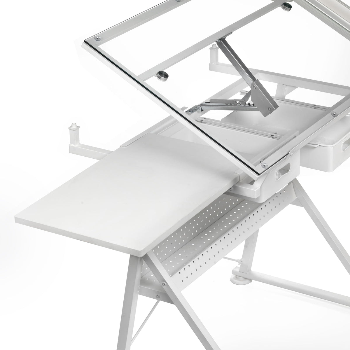 Artist's Loft Artists Loft Desk, Tilting Glass Top Adjustable Drafting Table, White, 55.9" x 23.6", 1-Pack