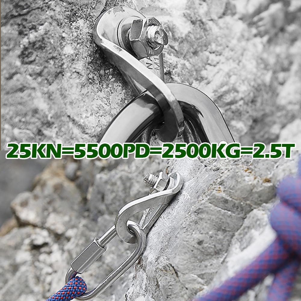 YERGOFE Climbing Holds Anchor Set - 1 PCS - Stainless Steel Bolt Hanger and Bolt Heavy Duty Climbing Holds Weight 2500KG for Indoor Outdoor Climb Train (1, 12MM)