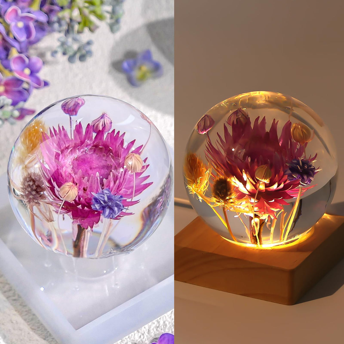 LET'S RESIN 9 Pcs Sphere Silicone Molds for Resin, Upgraded Seamless 3D Sphere Resin Molds Silicone,Large Round Ball Epoxy Resin Molds for Flowers Preservation,Resin Casting, Soap, Candle