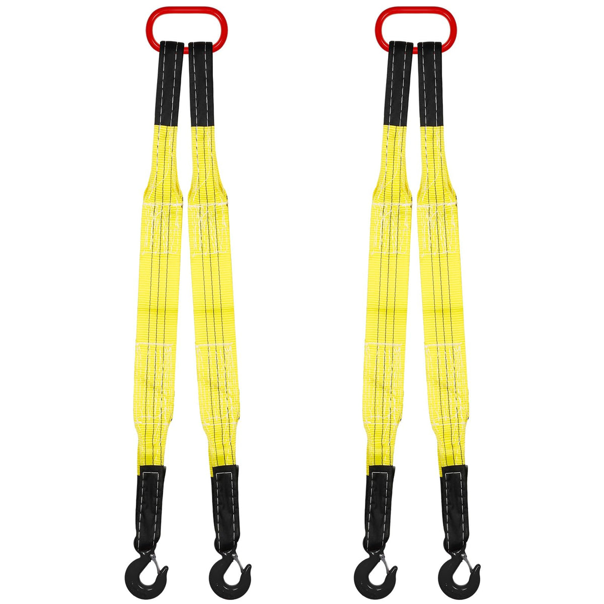 Maasechs 2 Pack Lifting Slings Straps with Hooks Web Slings Capacity Polyester Bridle Sling Heavy Duty Two Leg Lifting Straps for Engines Cranes Hoists Truck (3.3ft,Yellow)