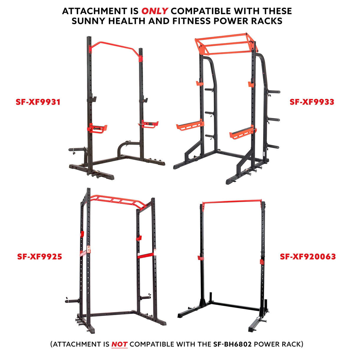 Sunny Health & Fitness J-Hook Attachment for Power Racks and Cages – SF-XFA007
