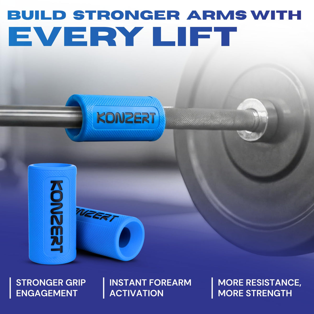 Konzert 2.25 Inch Diameter Thick Grips - Increase Handle Diameter Of Dumbbell, Barbell, Pull Up Bar & Cable Handle for Arm Strength And Enhanced Muscle Activation