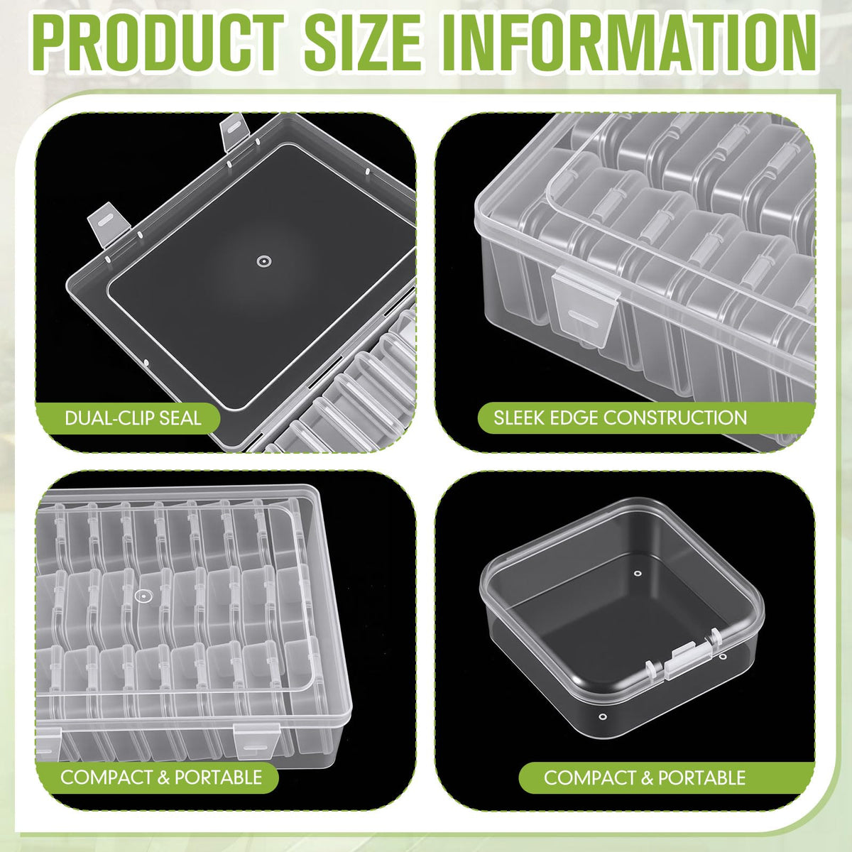 Hushee 4 Pack Bead Organizer Box, 120 Pcs Total Small Clear Plastic Bead Storage Containers with Hinged Lid, Stackable Craft Case for Jewelry, Seed, Diamond Painting DIY Supplies (30 pcs per Box)