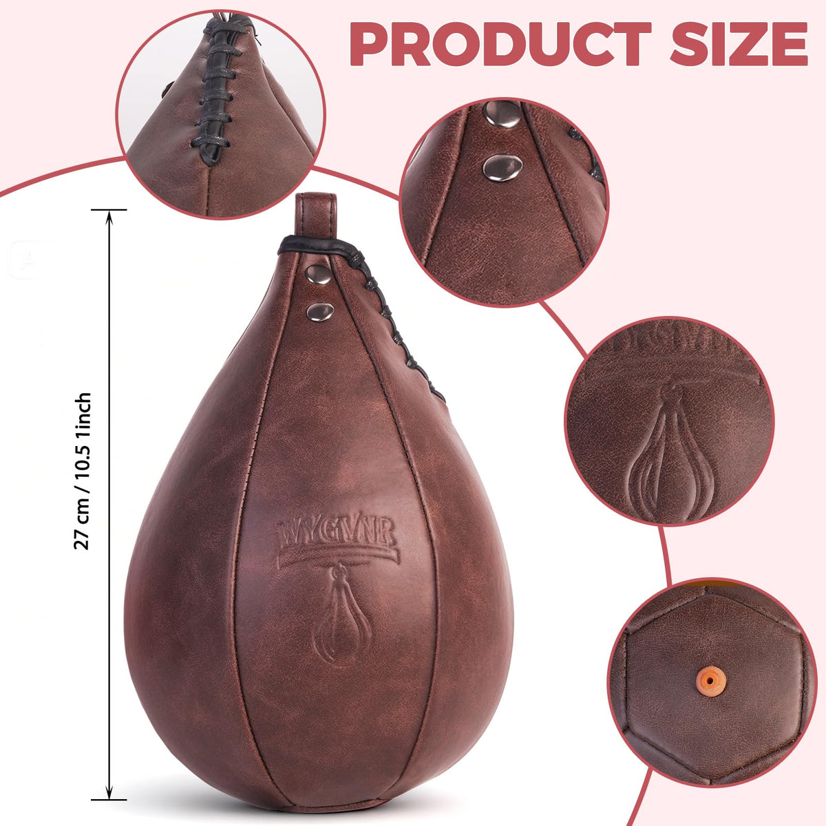 WYGVNR Speed Bag, Speed Punching Bag, Boxing Ball, Punching Dodge Striking Bag for Boxing Training Home Gym Sports Fitness, Brown