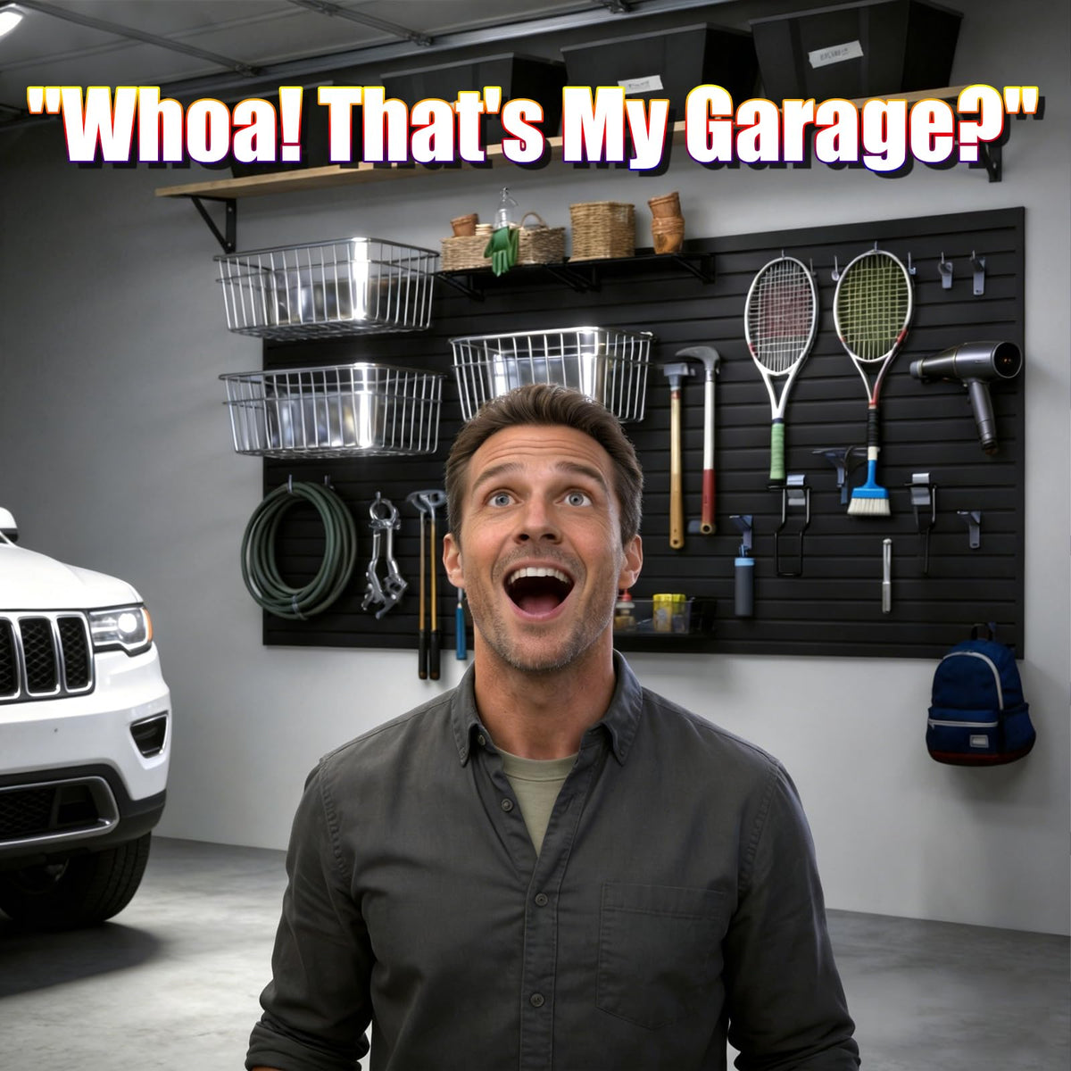 2026 Garage Organization: PVC Slatwall Panels 4x8 ft – Garage Storage Wall System, Heavy Duty Tool Organizer Wall Mount, Waterproof Garage Wall Panels, Easy DIY Install with 3 Hooks (8 Pack of 1x4ft)