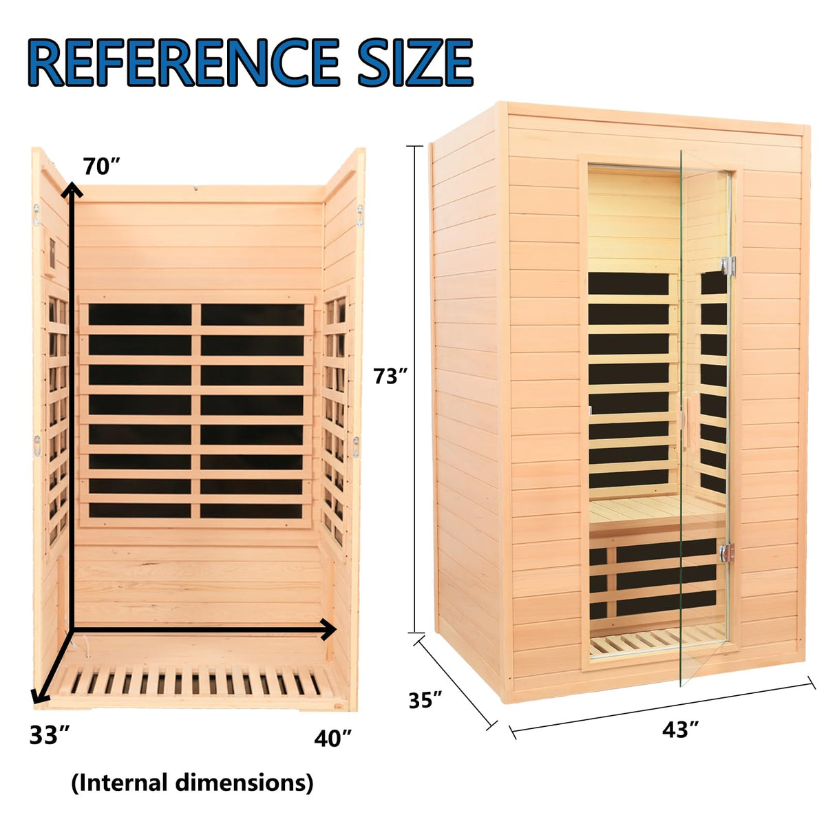 2 Person Infrared Saunas for Home Spa, Low EMF Far Infrared Sauna, Hemlock Wood Indoor Personal Sauna Roombox with 2 Blue-tooth Speaker, 2 Reading Lights, Control, 5 Heating Panels,1500 Watts/120V/15A