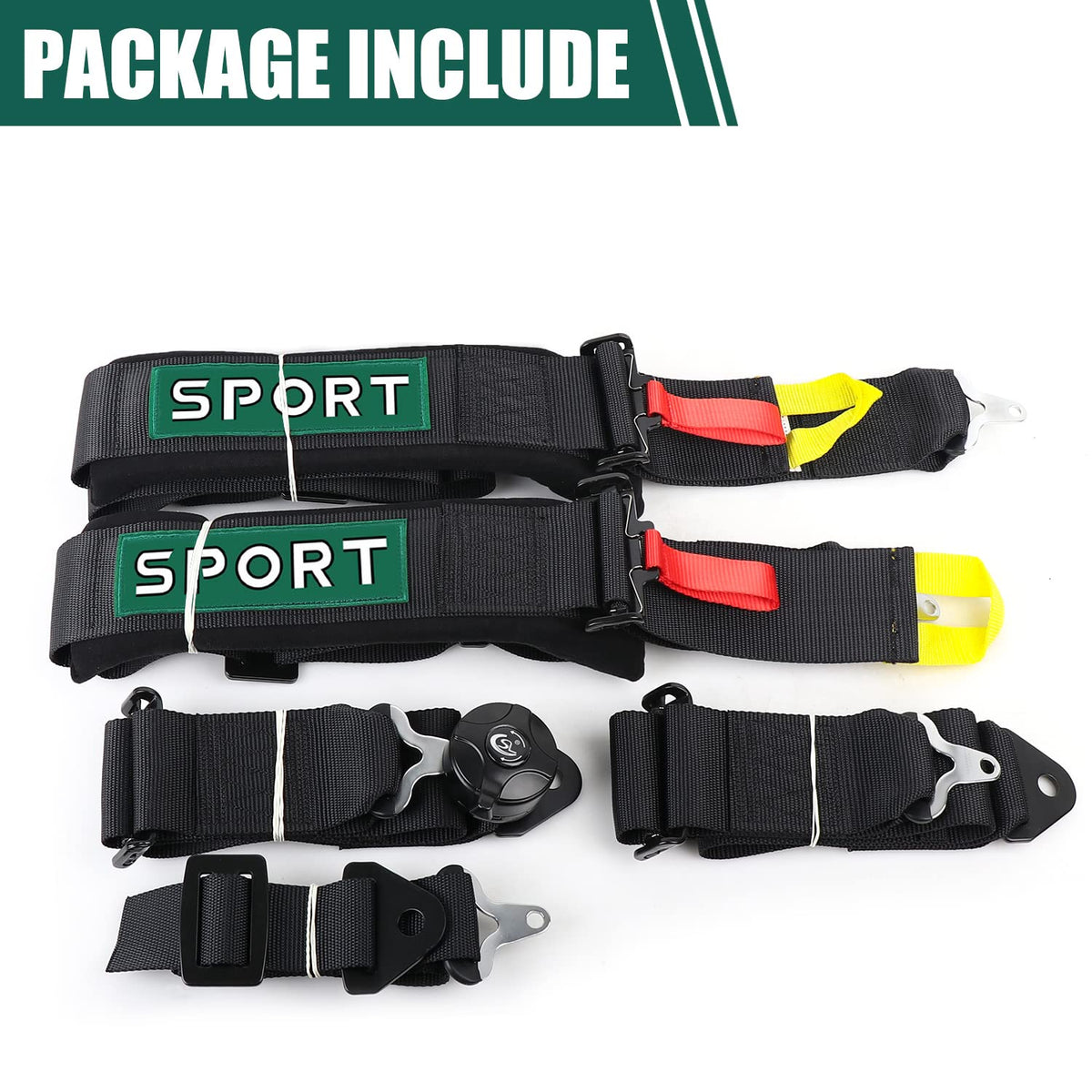 BESTZHEYU 5-Point Racing Harness SFI, 1PC Black Racing Belts 5 Point Harness Sets with Ultra Comfort Heavy Duty 3 Inch Shoulder Pads