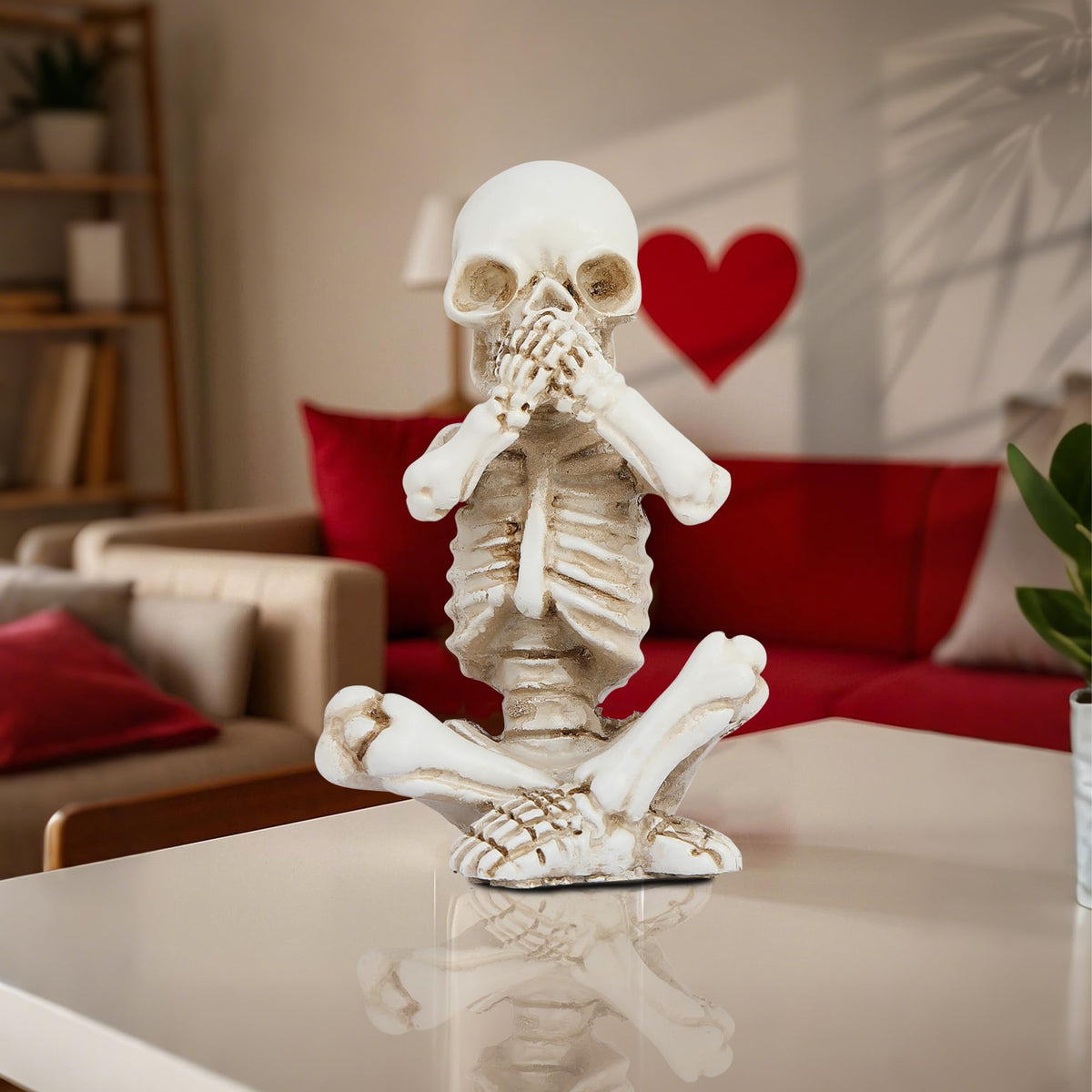 Joogour Skull Shelf Decor,Yoga Skeleton Figurine,Halloween Gothic Home Decor,Antique Silver Accent Statue,Collectible Figurines Set of 3 (White)