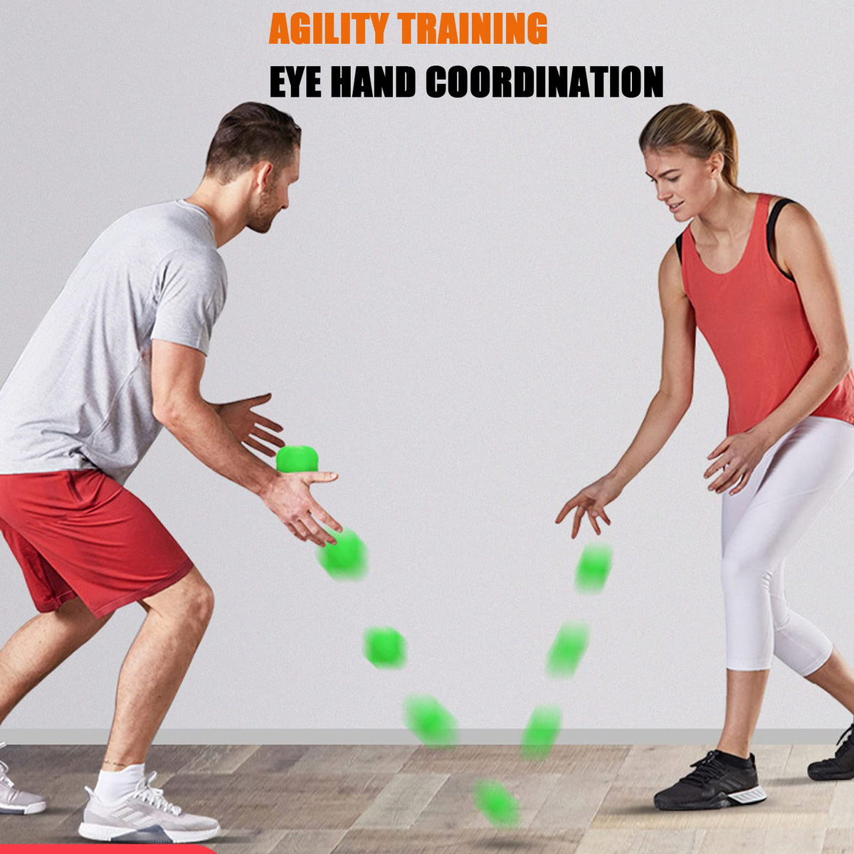 AIRLAXER Reaction Ball,Reflex Ball for Hand Eye Coordination Training,2.83 inch,Pack of 3-Grey,Yellow,Green.