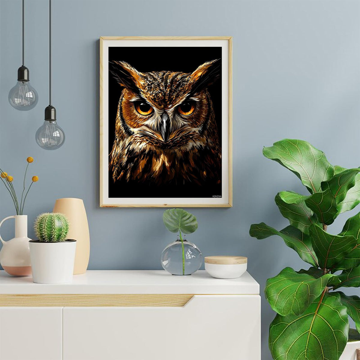 KZKZXA Owls Face in Dark 5D Diamond Art Painting Full Round Drill Diamond Art Painting by Number Kits for Adults Mosaic Cross Stitch for Wall Decor 12x16in