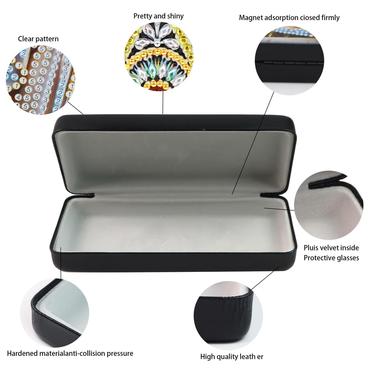 MVVMTOP Diamond Painting Eye Glass Case, DIY Butterfly Diamond Art Glasses Storage Box Sunglass Case for Adults Handmade for Art Craft Gift Travel Sunglass Eyeglasses
