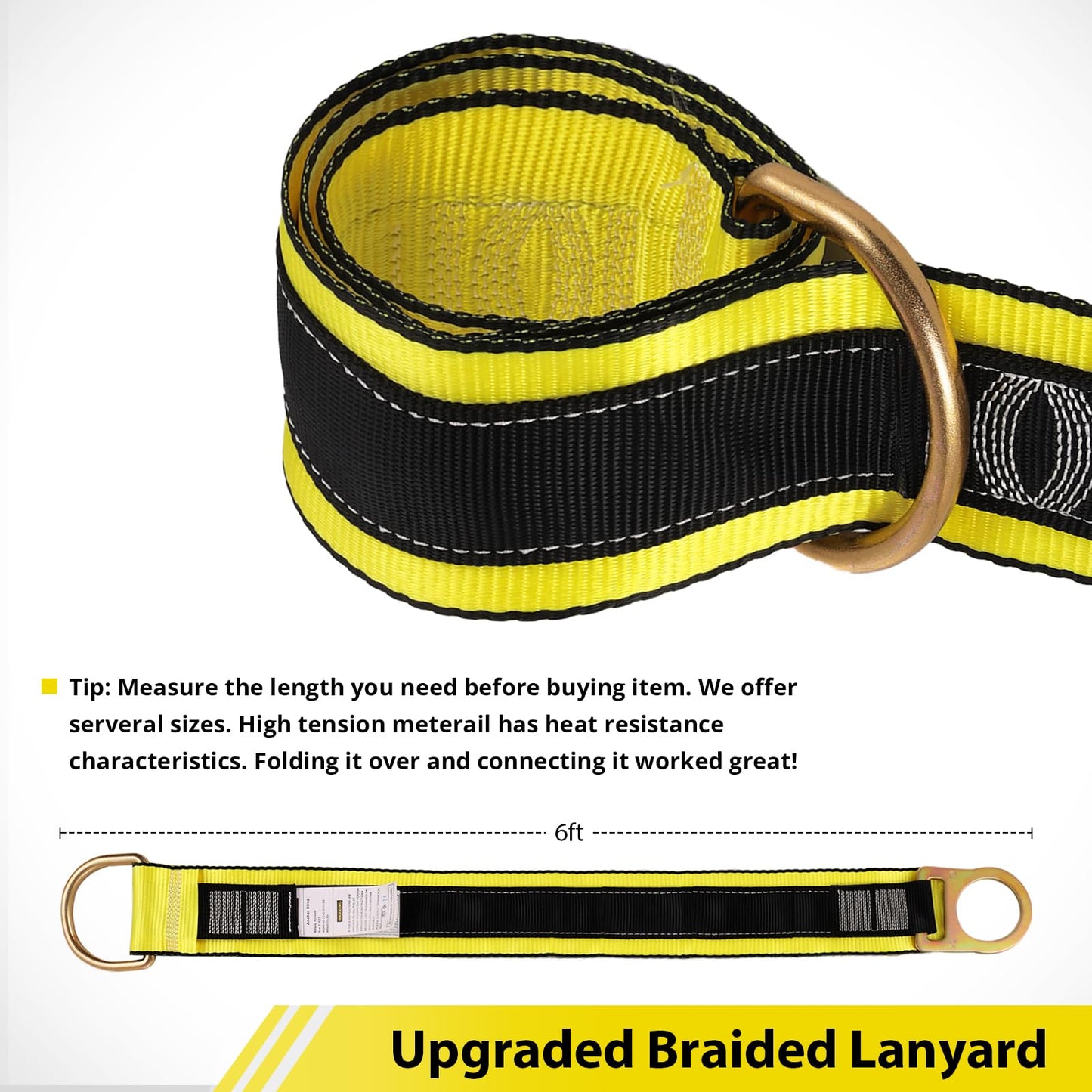 TRSMIMA Safety Strap Fall Protection - 2 Packs 3ft Cross Arm Strap Anchor Strap Anchorage Lanyard with Double D Ring ANSI for Safety Harness