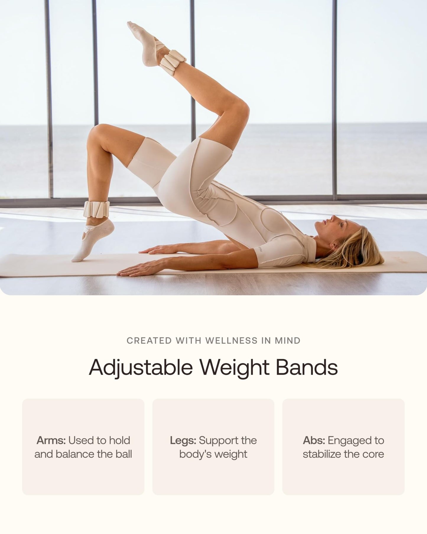 BetterMe Pilates Studio Kit – Pilates Ring, Pilates Ball, Resistance Bands & Sliders – Complete Pilates Equipment Set for Women – Home & Studio Pilates Workout Kit (Ivory)