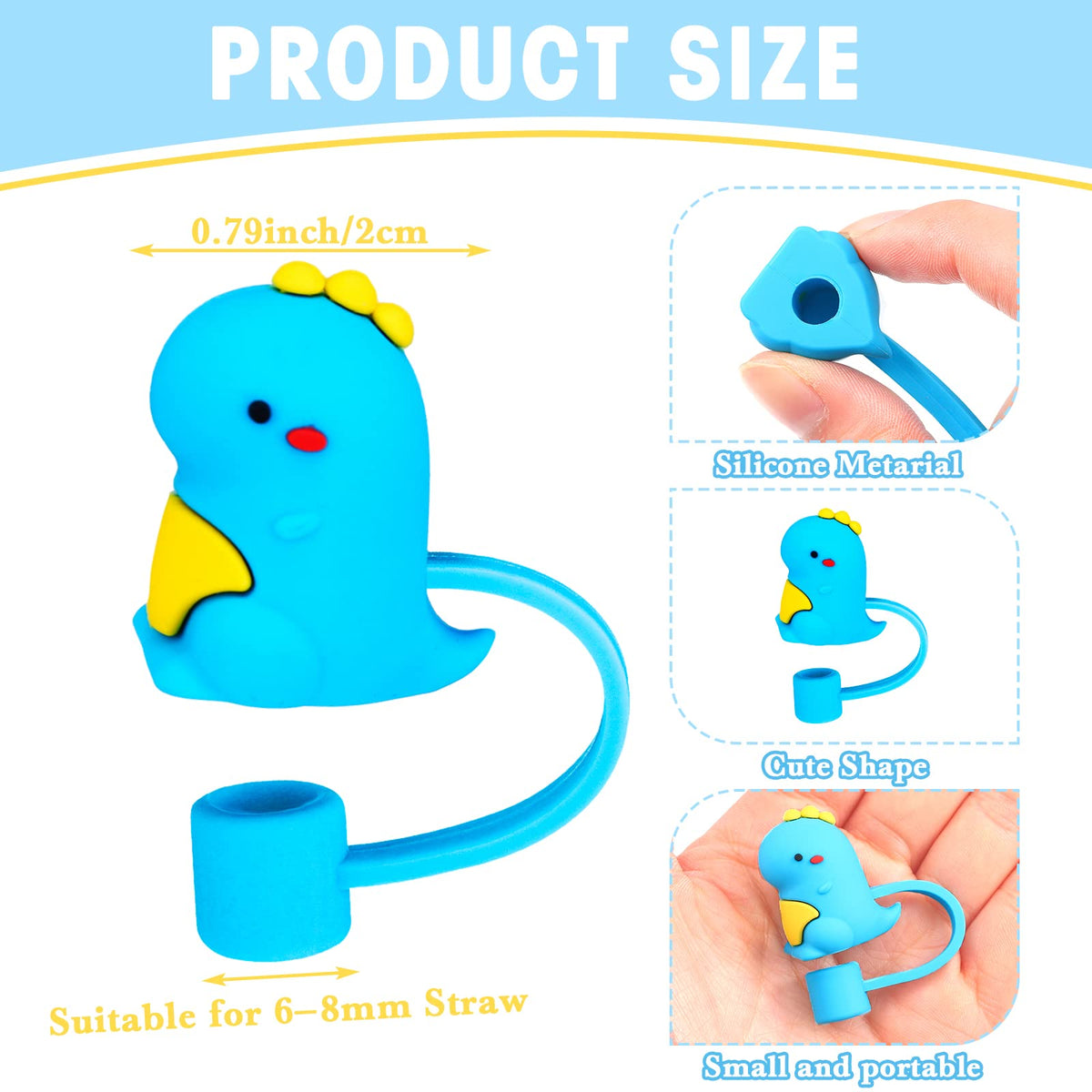 Nuenen 24 Pcs Straw Covers Caps Silicone Reusable Topper Tips Cute Cartoon Lids Splash Proof Plug for 6-8 mm Straws Tumblers Summer Beach Party Favors Home Kitchen Accessories