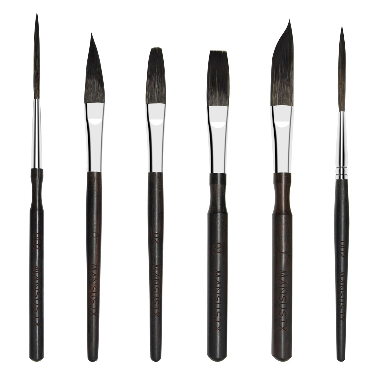Starter Pinstriping Brush Kit 6 pcs High Performance Striping Brushes, Long Liner, Script Liner, Sword, Cat Tongue, Scroll Brushes for Lettering & Detailing