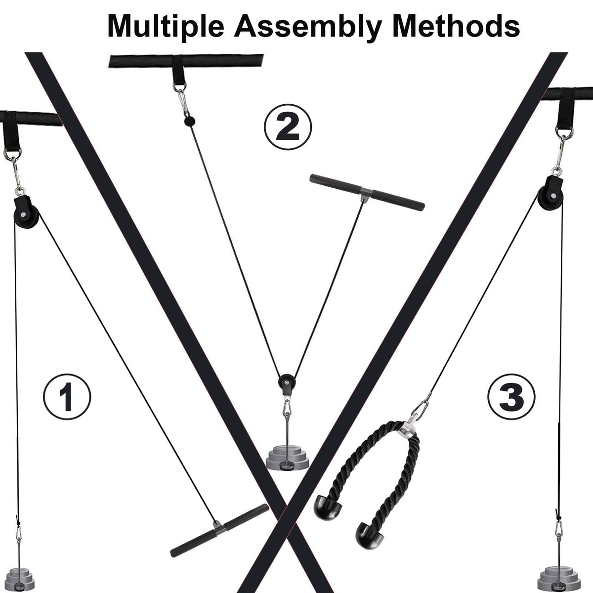 Taeku LAT Pulley System for Home Gym – Strength Training Fitness Equipment Cable Machine for Triceps, Biceps, Back & Shoulder Workouts (100'' Nylon)