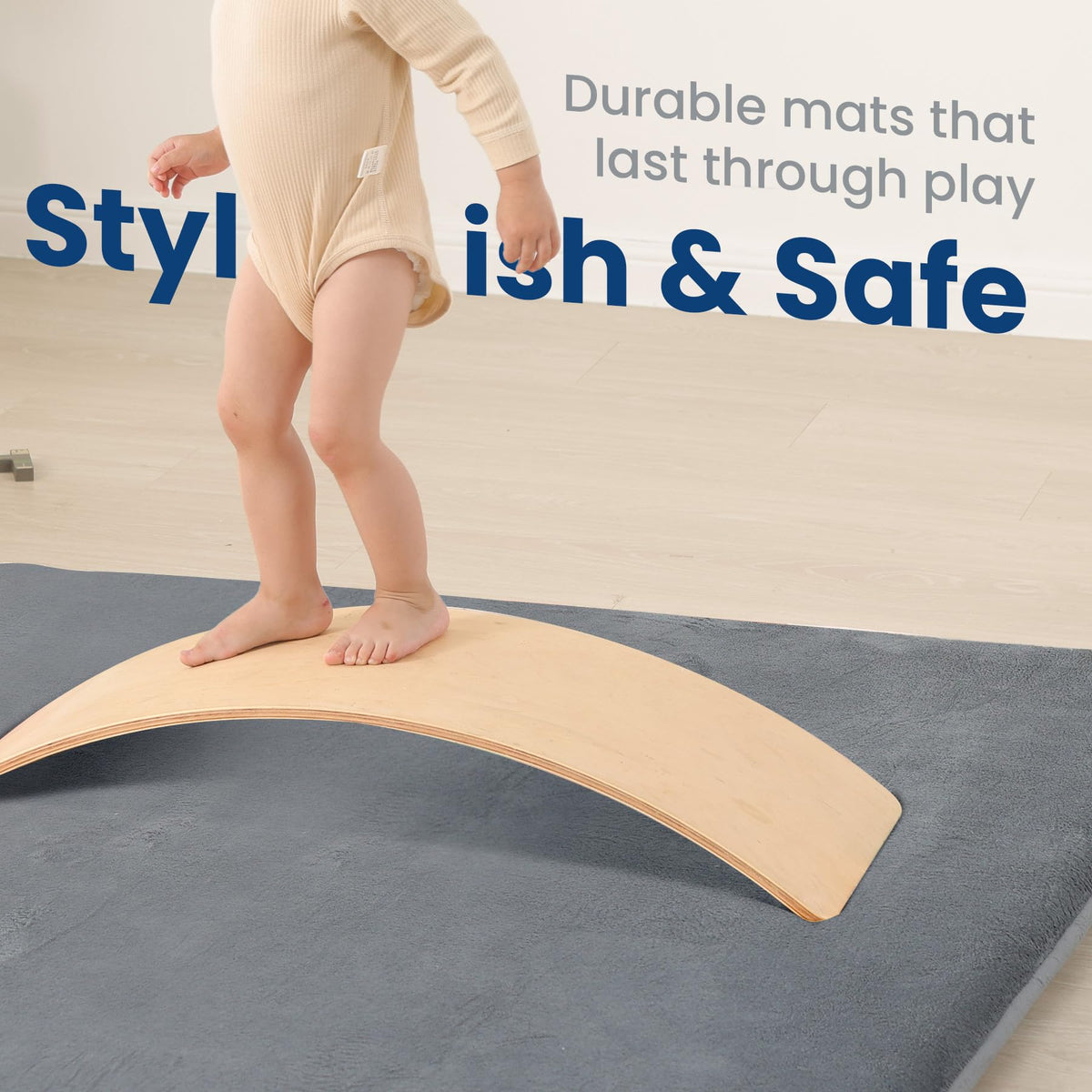Huloo Sleep Baby Play Mat for Floor,1.3" Thick Elasti-Foam 74"×50" Playpen Mat, Non-Toxic Certified Water-Repellent Coral Velvet, Non-Slip Safe Crawling Mat for Tummy Time, Toddler & Infant (Dark Grey)
