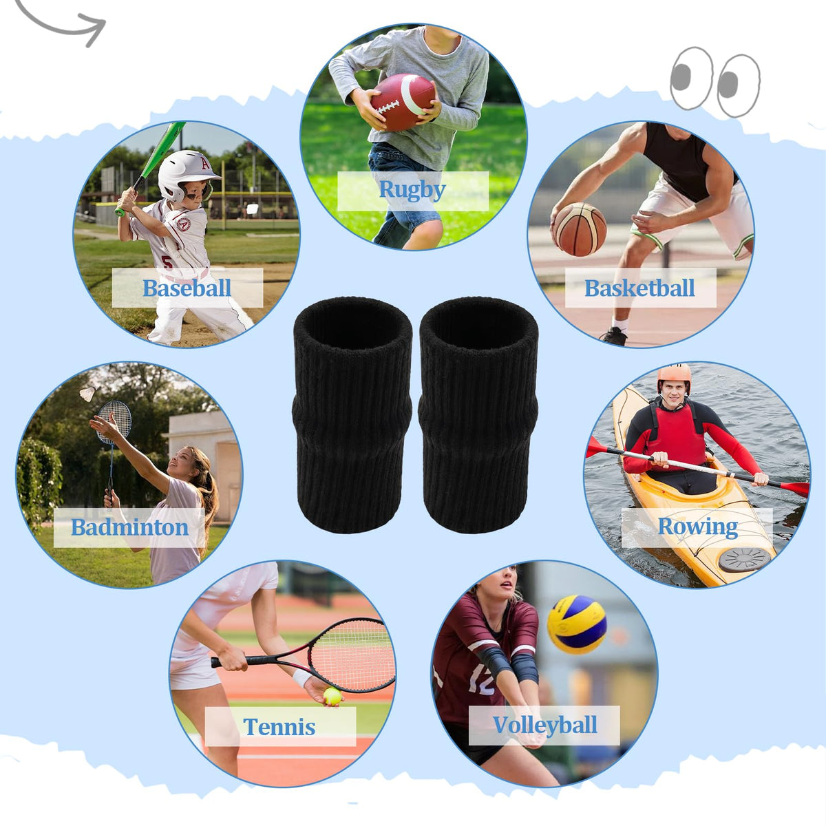 12 Pcs Finger Compression Sleeves,Black Sport Finger Sleeves Protectors,Breathable Elastic Finger Support for Sports, Typing, and Daily Use