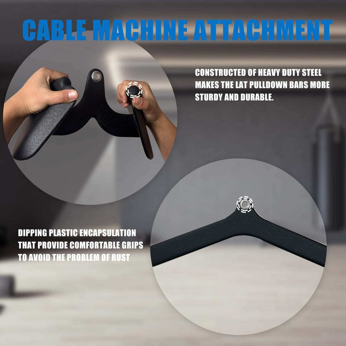 BLUSLM LAT Pulldown Attachments, LAT Bar Cable Machine Attachment,T-bar V-bar, LAT Pull Down Bars, Back Tricep Bar Strength Training Handle for Home Gym Fitness (Style 01)
