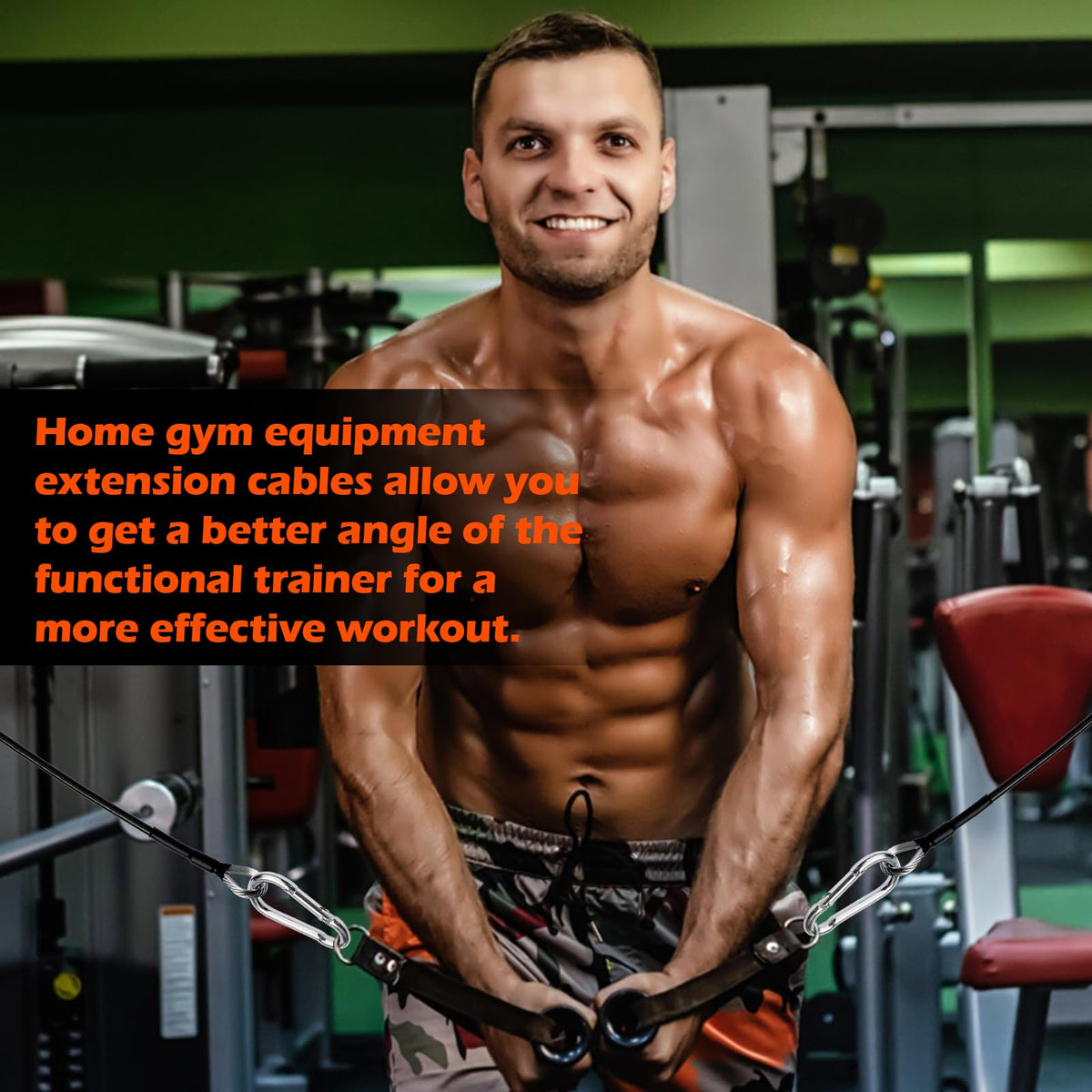GAQUECY Gym Cable Extension, 10" Cable Machine Extension Compatible with Bowflex Home Gym Machine, Fitness Cable Extension Home Gym Cable Machine Attachment for LAT/Tricep Pull Down (2pcs)