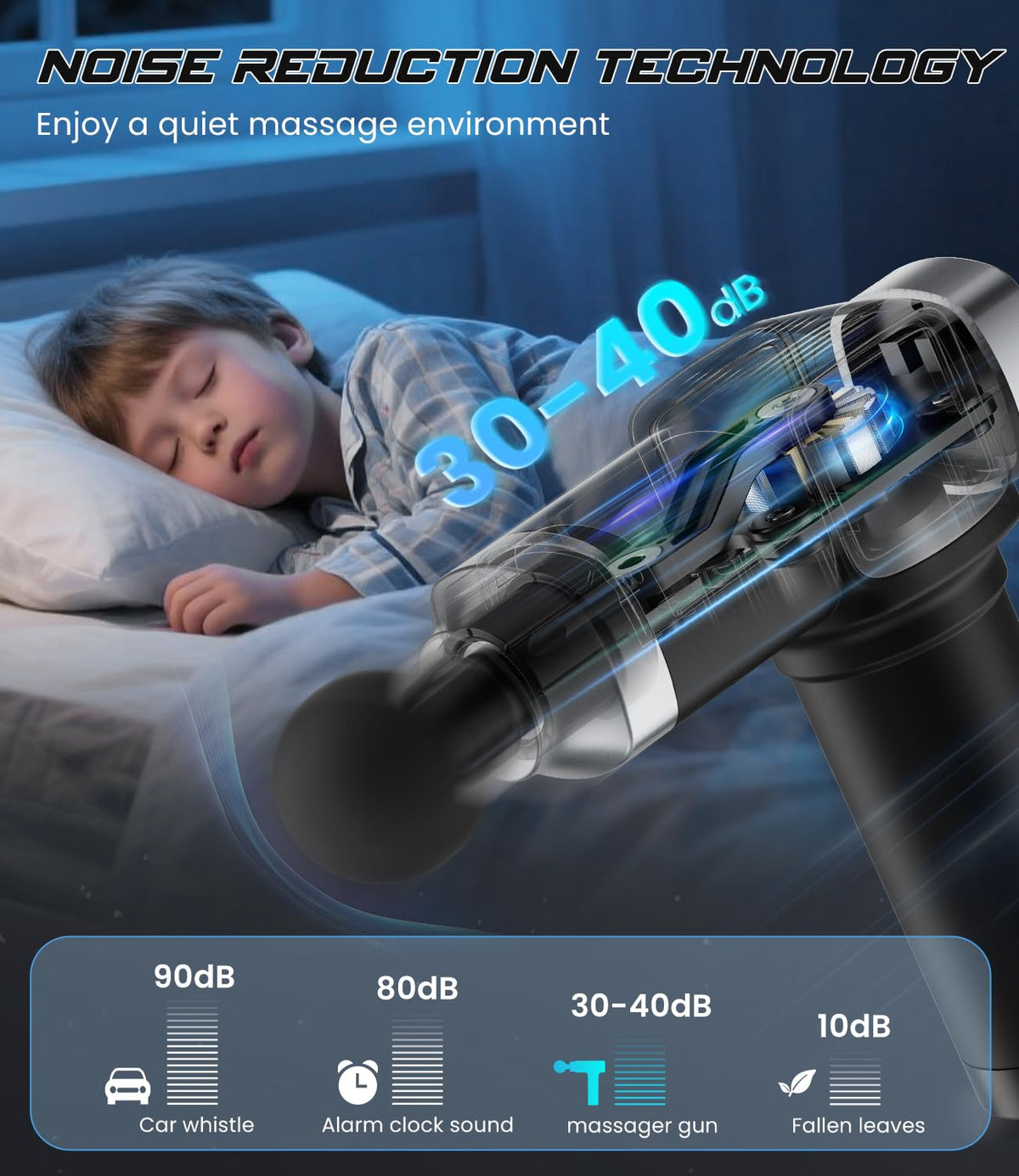 CAMEFER Deep Tissue Massage Gun, Portable Percussion Muscle Massager with 30 Speeds & 6 Attachments, Handheld Electric Back & Neck Massager for Pain Relief