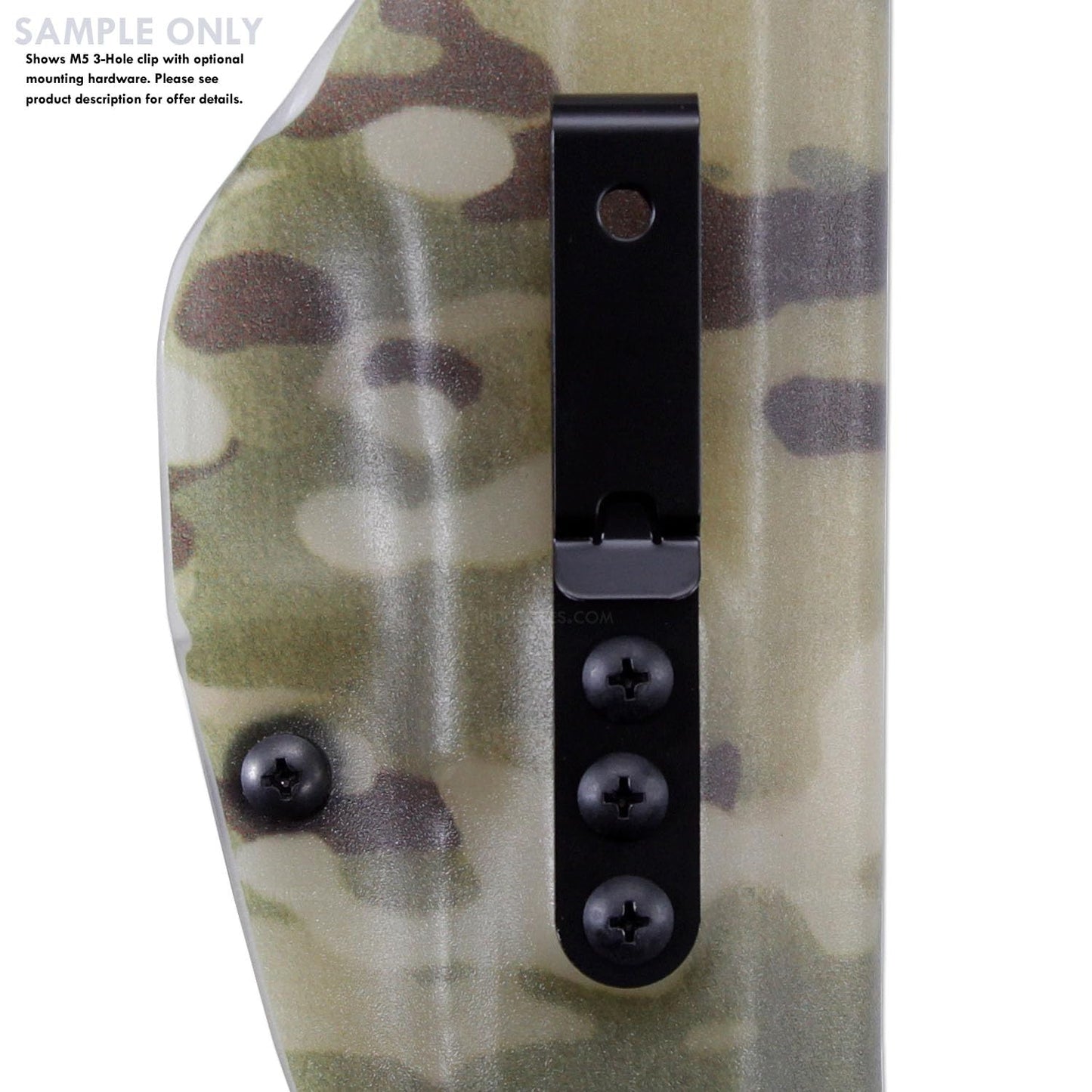 HolsterSmith Universal Metal Belt Clip for Holster Making - (Model 5) - (3-Hole) - (Tactical Black) - (w/Don’t Tread On Me Engraving) - (1 Pack)
