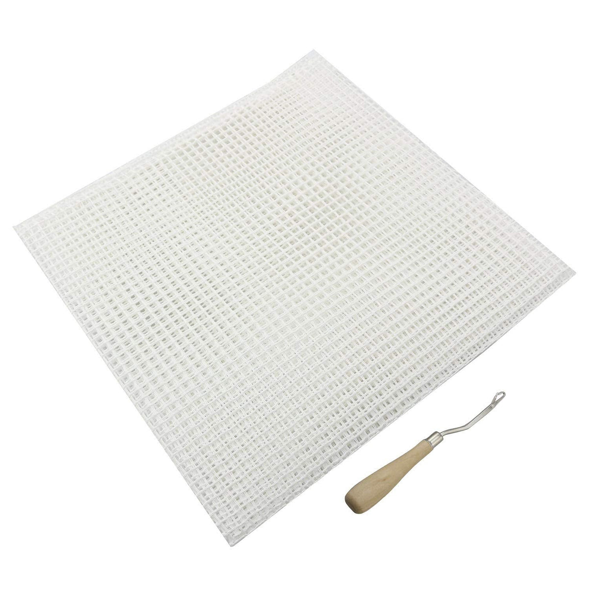 NX Garden 50x100cm Blank Rug Hooking Mesh and Bent Latch Crochet Hook with Wood Handle DIY Kit Tool for Tapestry Carpet Rug Making Embroidery Crafts Decor