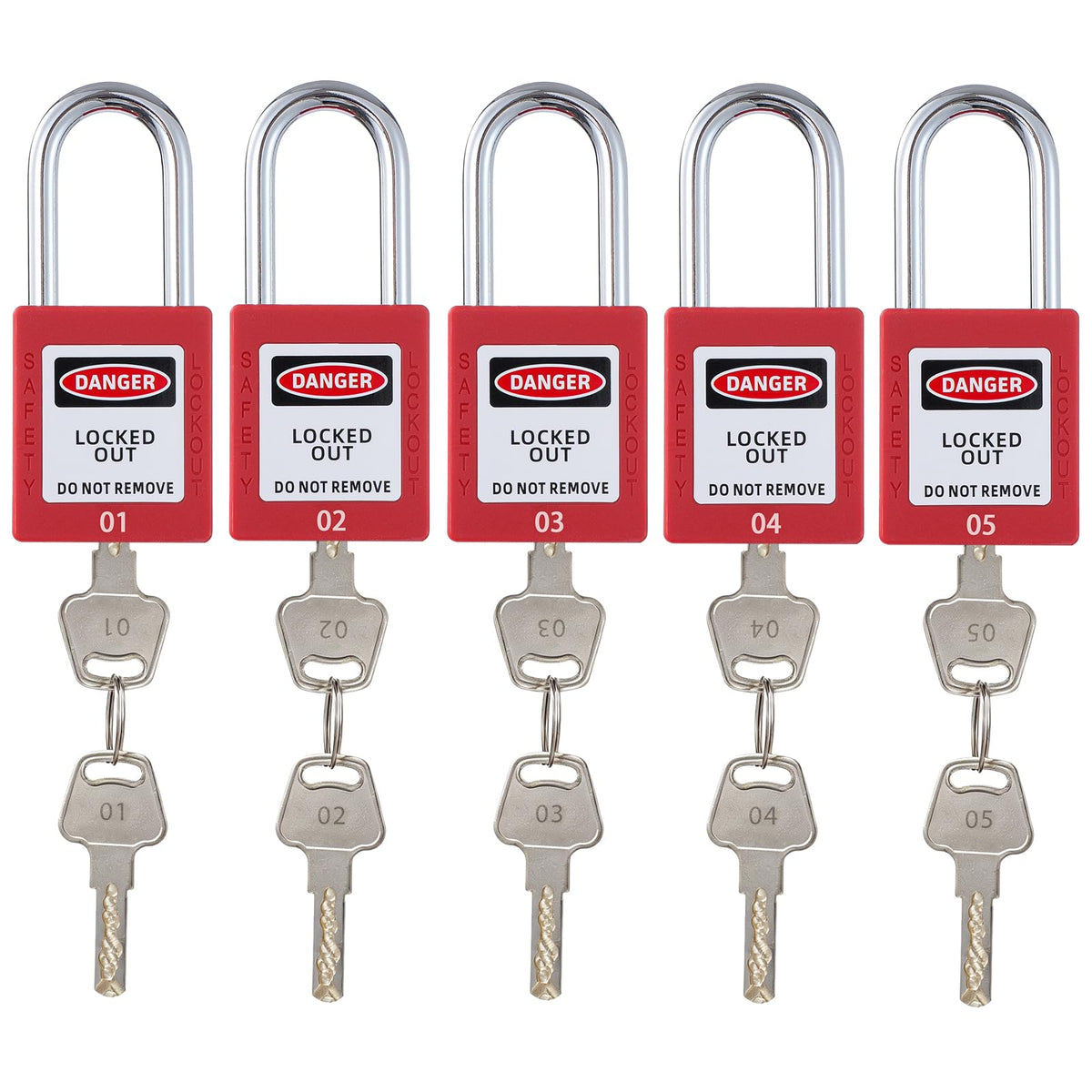 Lock Out Tag Out Locks and Keys, 10 Lockout Tagout Keyed Different Safe Pad Locks, OSHA Compliant Loto Locks for Lock Out Tag Out Stations (5, Red)