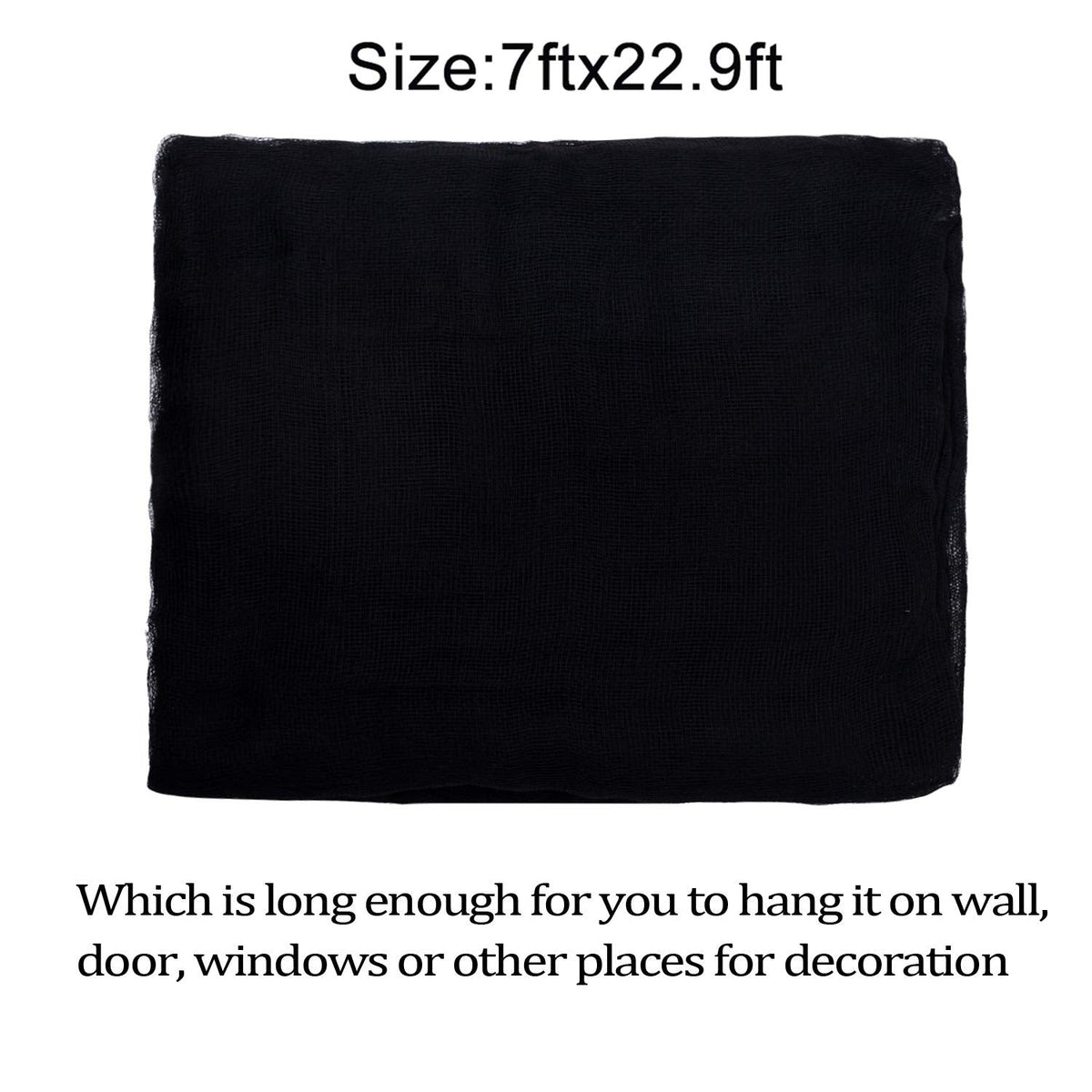Whaline Halloween Black Creepy Cloth 276 x 87 inch Spooky Halloween Decoration Black Spooky Fabric Cloth Windows Doorways Scary Gauze for Haunted Houses Yard Wall Indoor Outdoor Party Decor Supplies