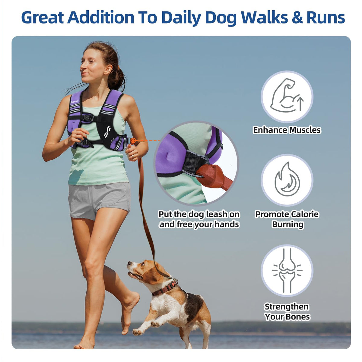 Sportneer Weighted Vest for Women Men: 15lb Comfortable Weight Vest with Storage Pocket Reflective Stripe Rucking Vest for Walking Running Strength Training Fitness Weight Loss Weightlifting Purple