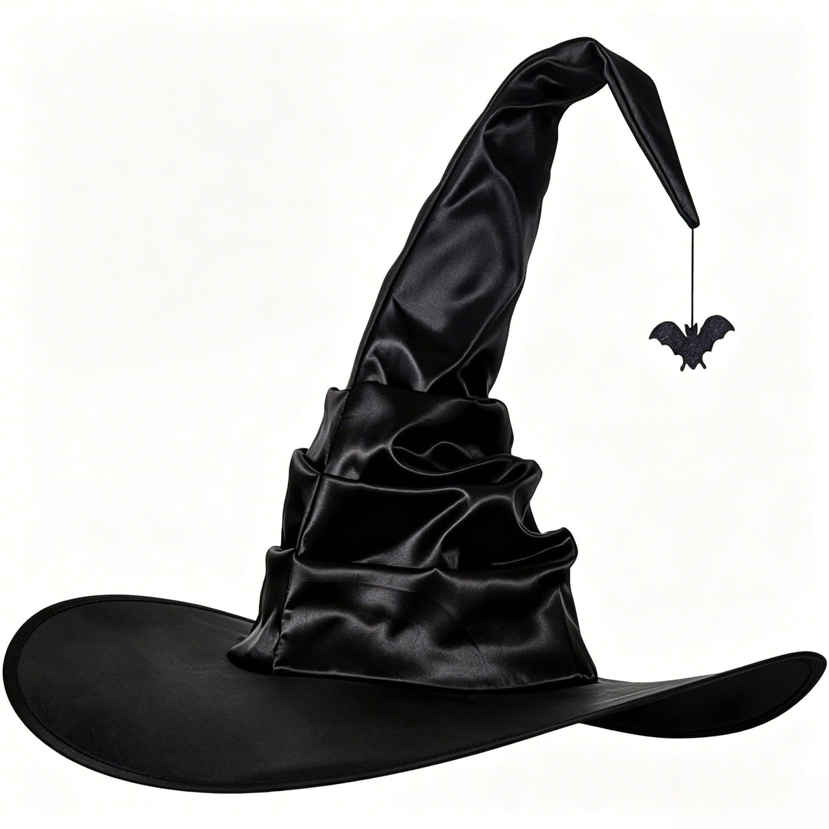 HATINXIA Witch Hat, 18 Inches Wicked Wizard Hat with Wide Brim, Halloween Cosplay Accessories for Adult Women Witch Costume Party Christmas Masquerade Carnivals, Black