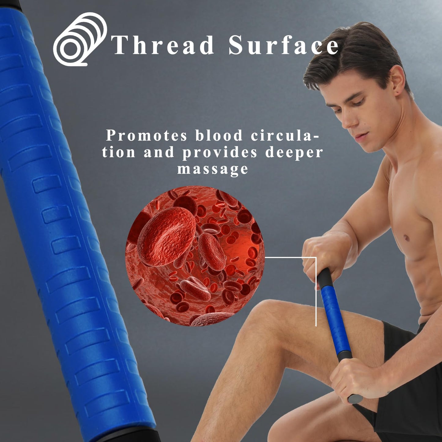 Muscle Roller Massage Stick for Legs Massager Roller-Calf Roller Deep Tissue Release Muscle Soreness, Trigger Points for Legs, Neck, Calves, Thighs, Shins, Back (Blue)