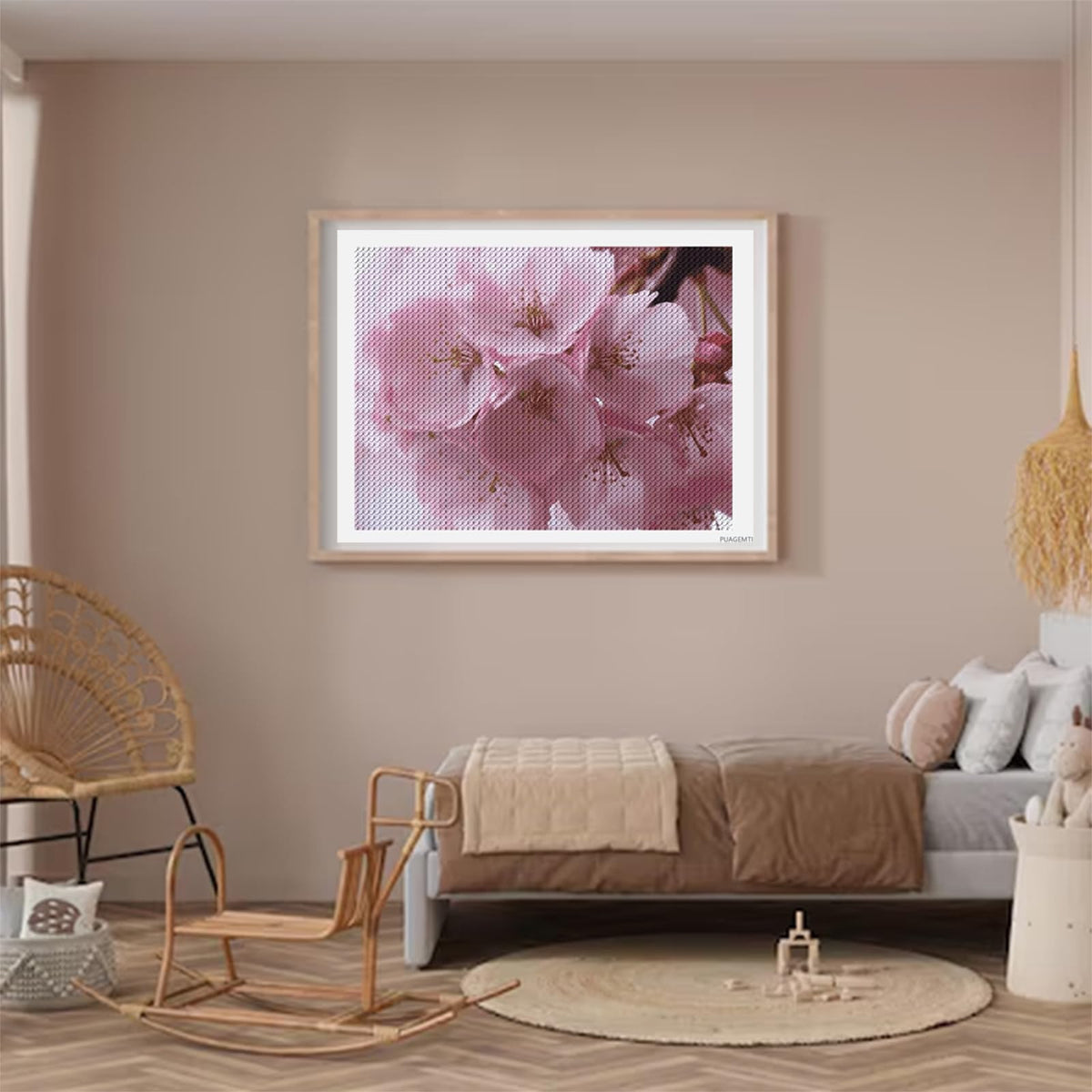 PUAGEMTI 5D Diamond Painting Kits for Adults Beginner Round 5D DIY Diamond Dots Paintings Full Drill Cherry Blossoms Diamond Painting Gem Art Kits for Home Wall Decor 12x16 INCH