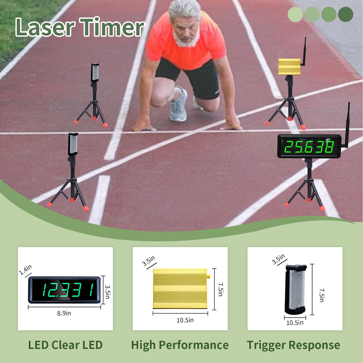 GAN XIN 40/60 Yard Sprint Timer for Track Wireless Race Clock, Stopwatch for Speed Training, Adjustable Tripod Precision Laser Racing Time（Smaller Tripod）