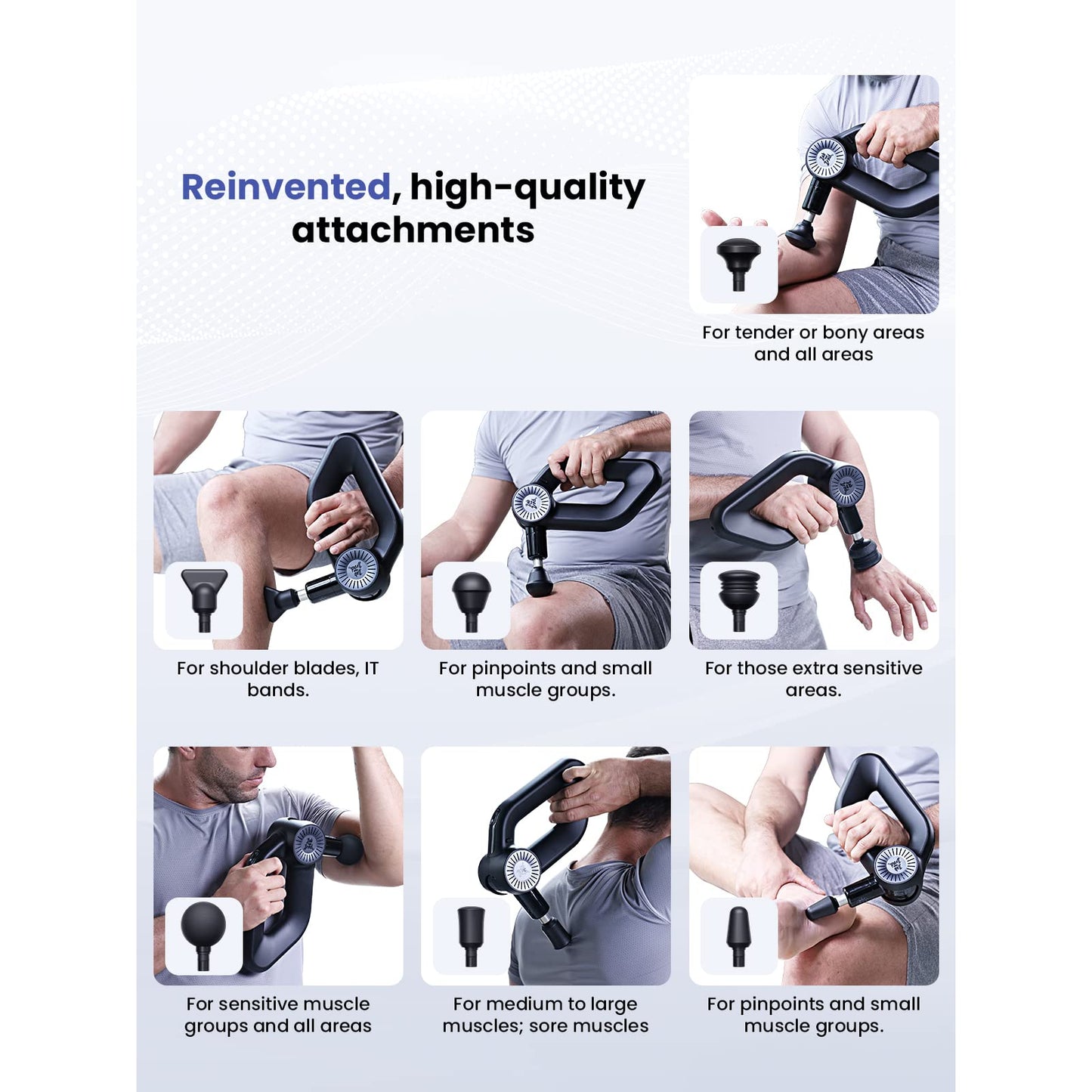 BOB AND BRAD D6 Pro Massage Gun Deep Tissue Percussion with 16mm Amplitude 85lbs Stall Force, FSA Eligible & HSA Approved Professional Muscle Massager for Athletes, Quiet Electric Back Massager