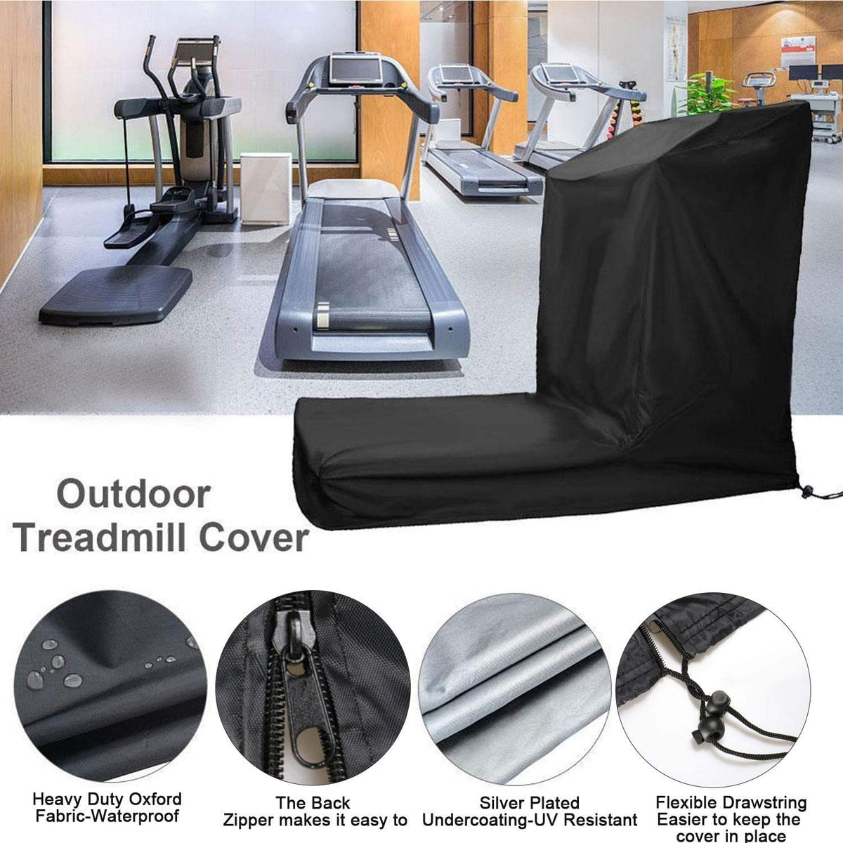 POMER Treadmill Cover, 81x37x67 inch Dustproof Oxford Fabric with Zipper Running Machine Protective Cover for Non-Folding Home Treadmill