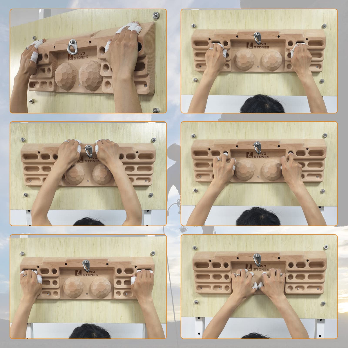 Two Stones Hangboard Rock Climbing Pull Up Bar Designed Training for Climbing, Wooden Fingerboard Climbing Finger Board Training Board for Building Core Strength and Endurance (CJ-HB2051)