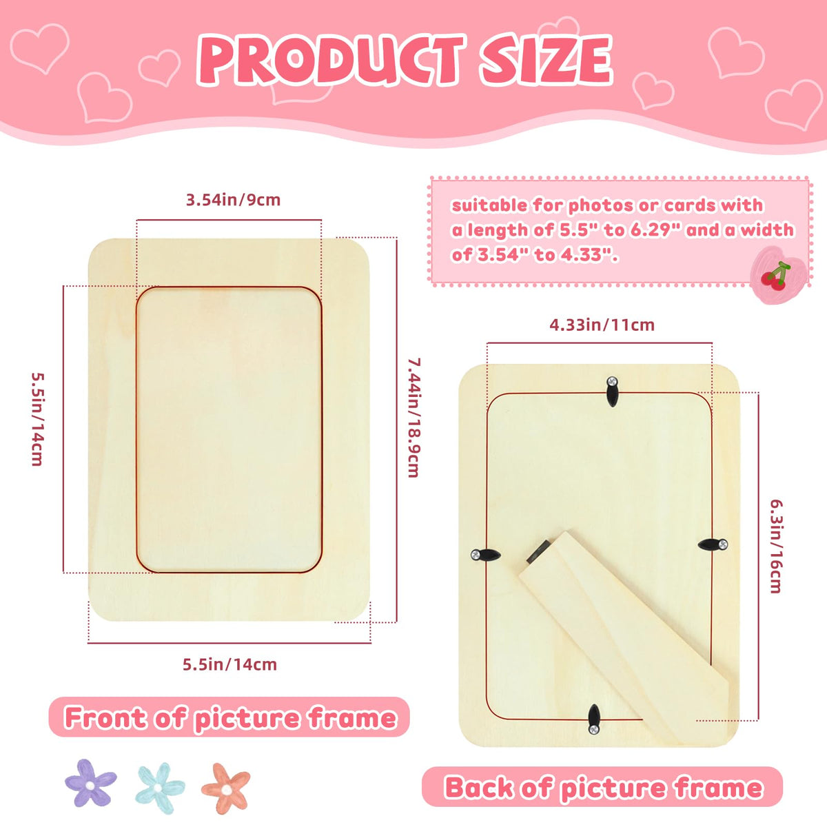 VOKOY 18 Pack Wooden Picture Frames for Crafts, DIY Wood Picture Painting Frames Kit for 4" x 6" Photos,Unfinished Standing Photo Frame DIY Wooden Craft for Art Projects Birthday Gifts