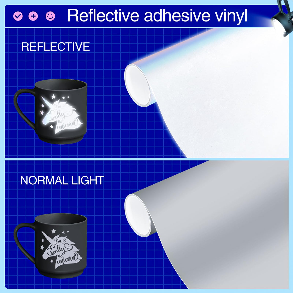 VINYL FROG Reflective Silver Adhesive Vinyl 12 inches x 6 FT Roll, Flashlight Sensitive Craft Vinyl for Decals, Cars, Bikes, Motorcycles, Helmets, Mailbox, Reflective Tape Roll