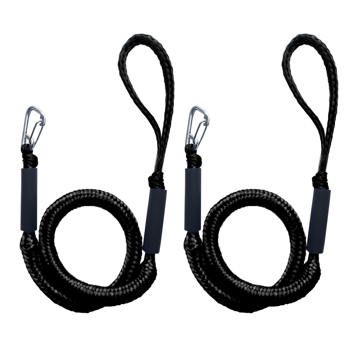 ZRSCHYG Bungee Dock Lines for Boats – Single Hook Heavy-Duty Elastic Anchor Rope – Secure Boat Dock Lines, Potoon Mooring & PWC Tie Downs (Black, 4 FT)