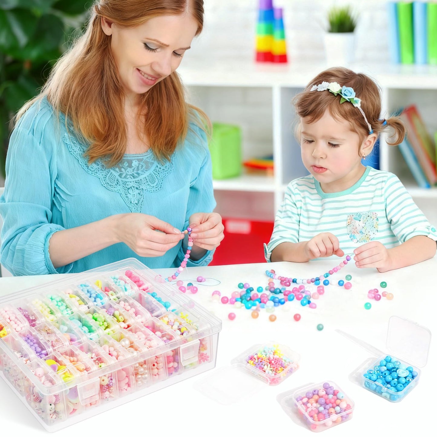 DILIBRA Bead Organizer Box, 93Pcs Small Bead Storage Containers Plastic Cases with Hinged Lid, Rectangle Clear Diamond Painting Storage Containers for Jewelry, DIY Crafts, Bracelet, Seeds, Nail