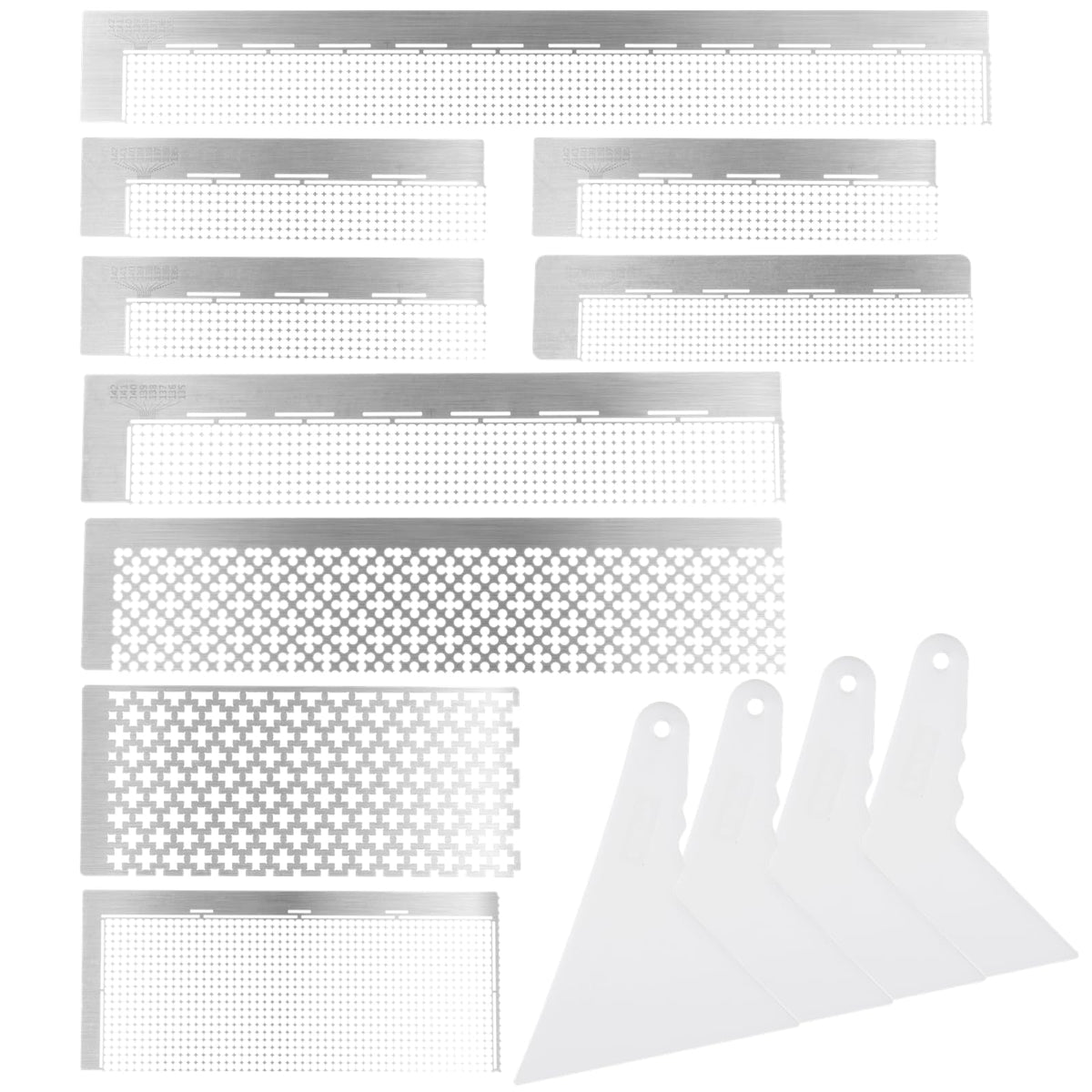 Varku Diamond Painting Ruler Set - 14 Pcs Stainless Steel Mesh Ruler With 4 Fixing Tools for Round & Square Drill Art