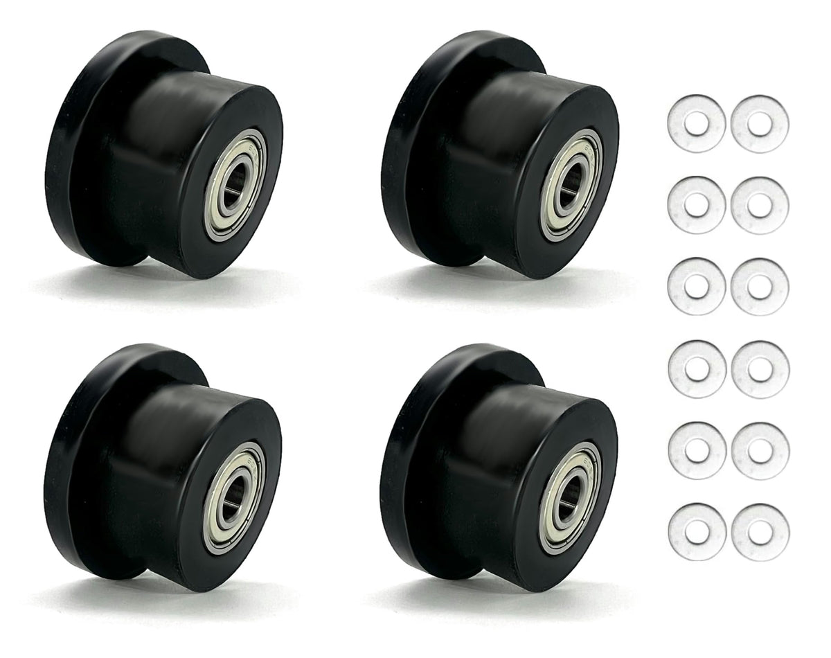HCLLPS 4-Pack Universal Gym Machine Roller Wheels - Heavy-Duty Black Plastic Rollers for Multi-Model Home Fitness Equipment, Direct Replacement for Worn Exercise Machine Components