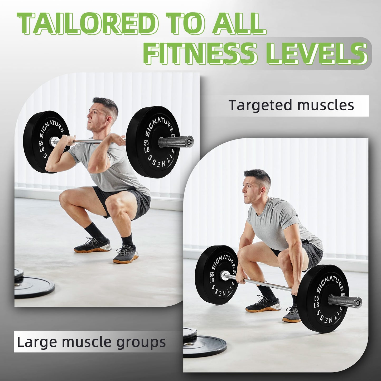 Fitvids Olympic Bumper Weight Plates 70 LB Pair Black