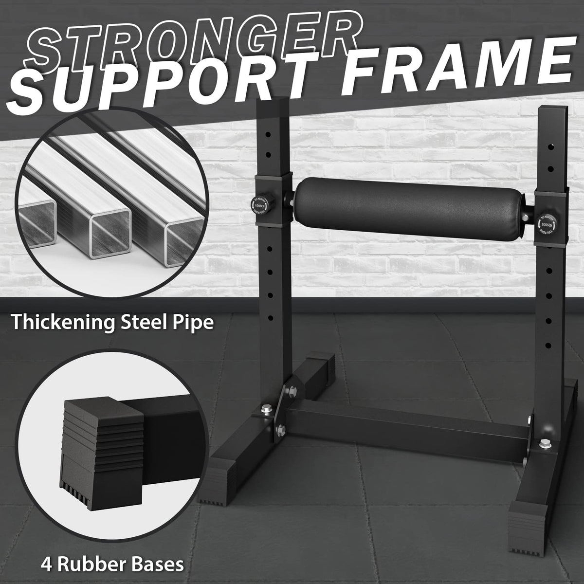 GMWD Bulgarian Split Squat Stand, One Leg Squat Roller, Single Leg Squat Stand, Lower Body Specialty Machine, Black