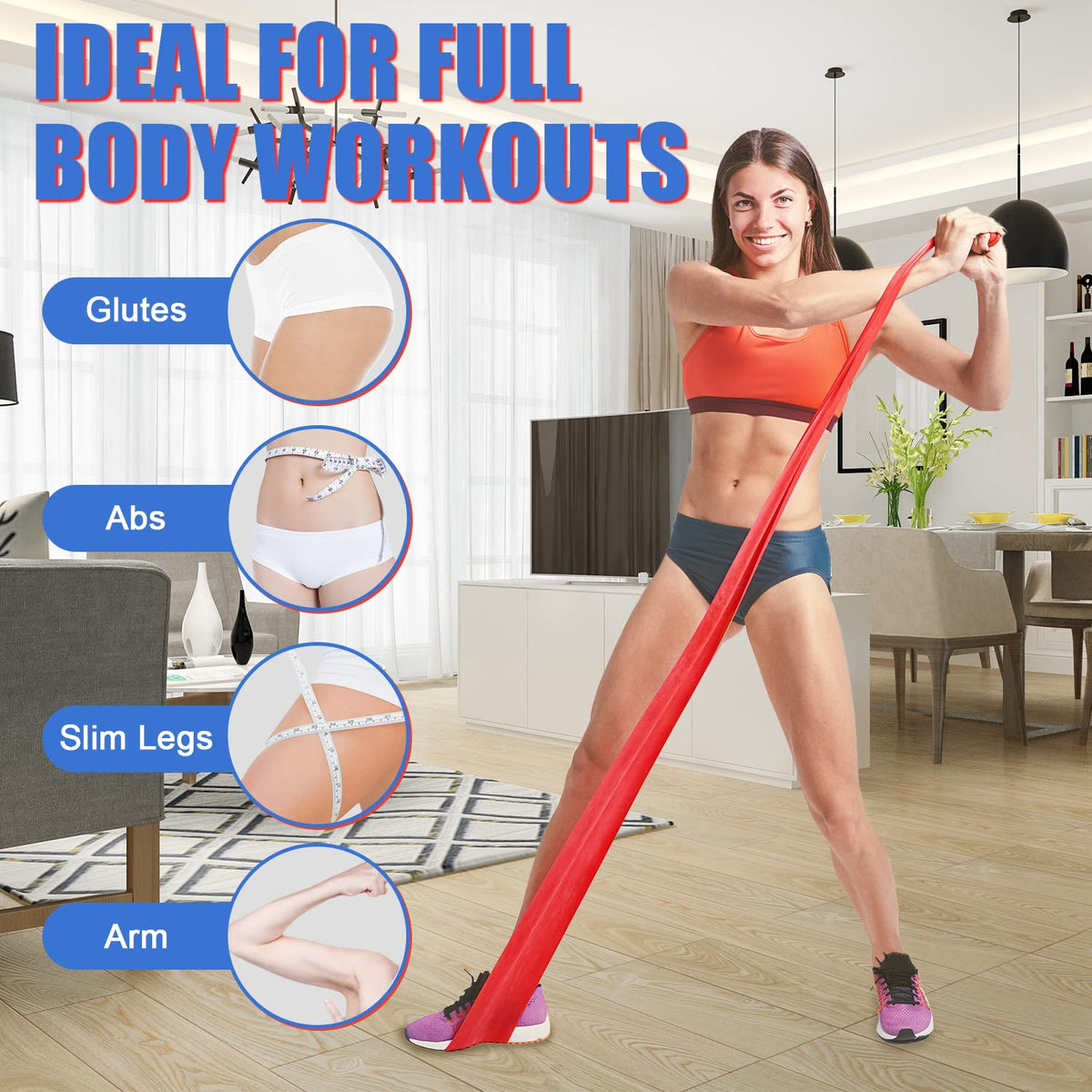 Resistance Bands Set, 3 Pack Latex Exercise Bands with Different Strengths,Elastic Bands for Upper & Lower Body & Core Exercise, Physical Therapy, Lower Pilates, Home Workouts, Rehab